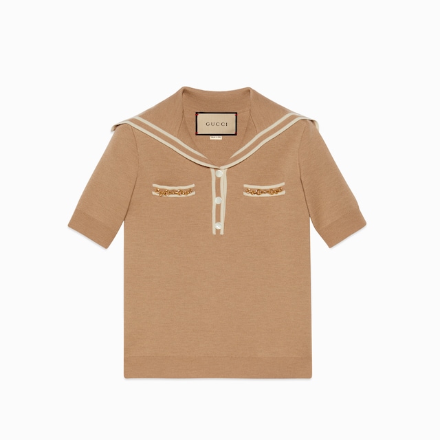 Poloshirt aus Wolle mit Horsebit