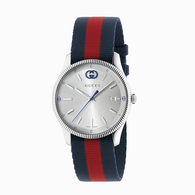 G-Timeless watch, 38mm in green and red nylon | GUCCI® US