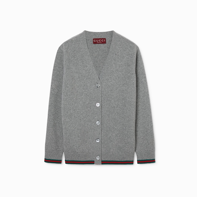 Wool and cashmere cardigan with Web