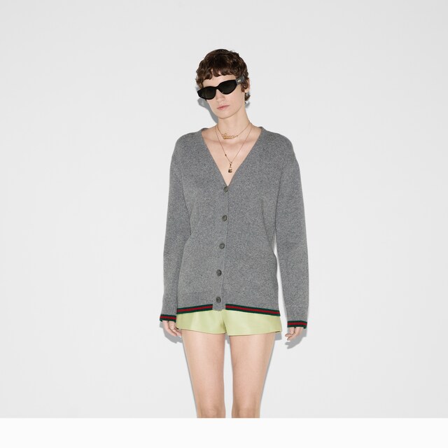 Wool and cashmere cardigan with Web - image 5