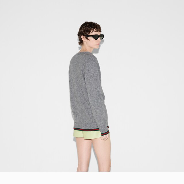 Wool and cashmere cardigan with Web - image 4