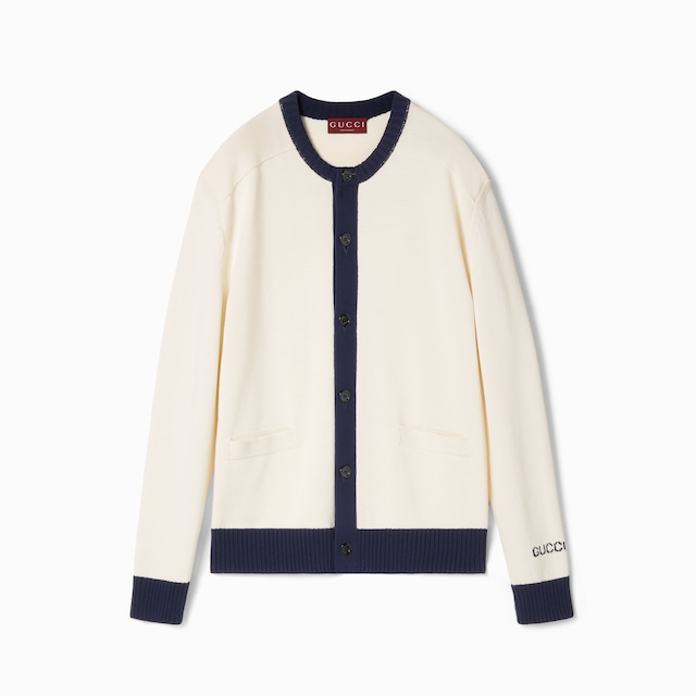 Cotton cardigan with intarsia