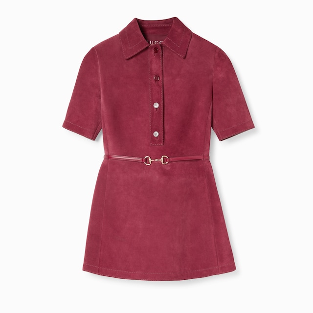Suede dress with detachable belt 