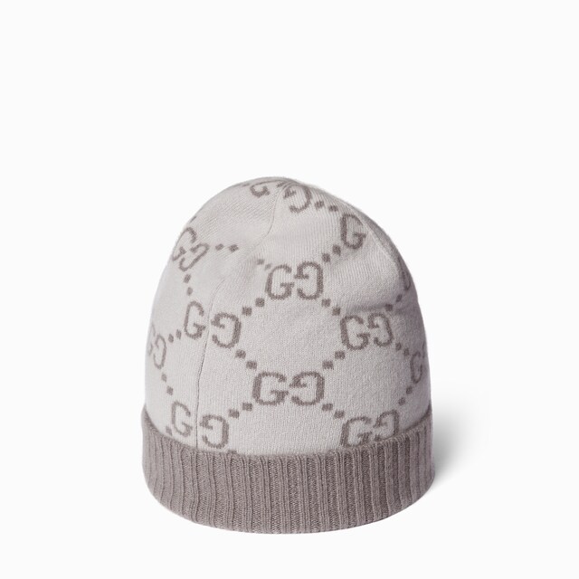 GUCCI GGロゴ ニット帽 グレー・ブラウン ウィメンズ ウィンターニット帽：ウール＆カシミア | GUCCI® JP