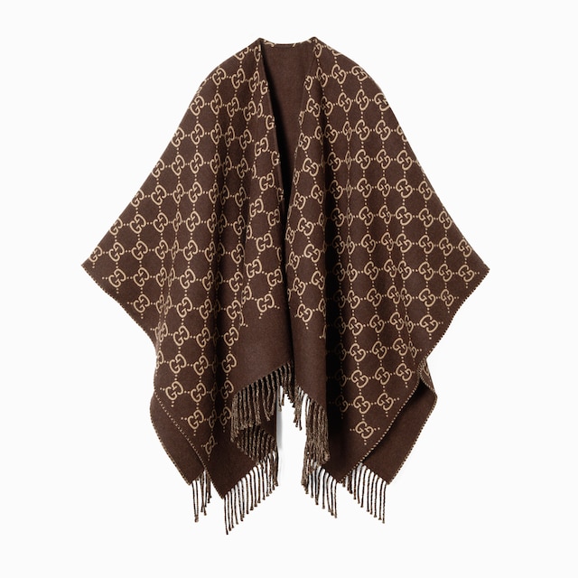 GG wool jacquard cape