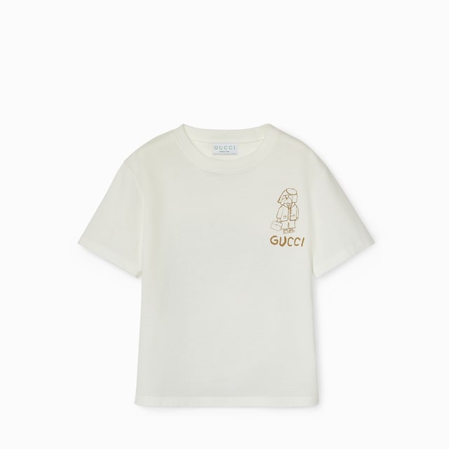 グッチ子どもようTシャツ、サンダルセット 国内発送☆GUCCI】ウェブストライプ プリント コットンTシャツ