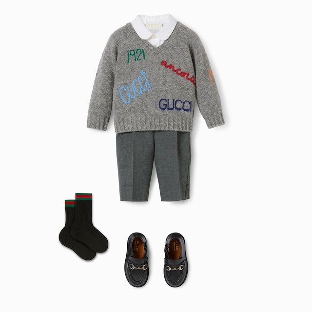 Baby embroidered wool twill pant