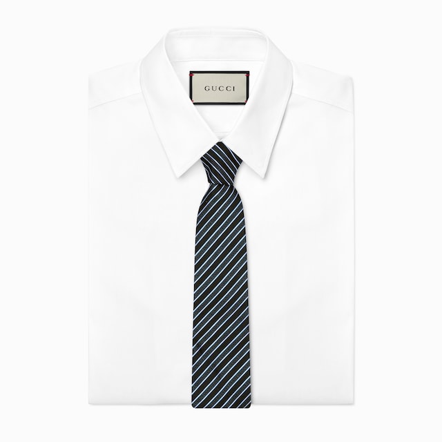 Striped silk jacquard tie