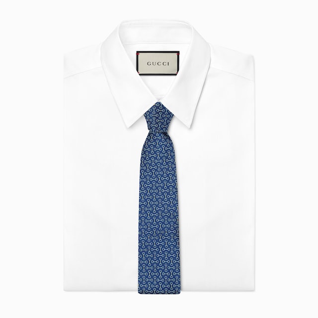 Horsebit silk jacquard tie