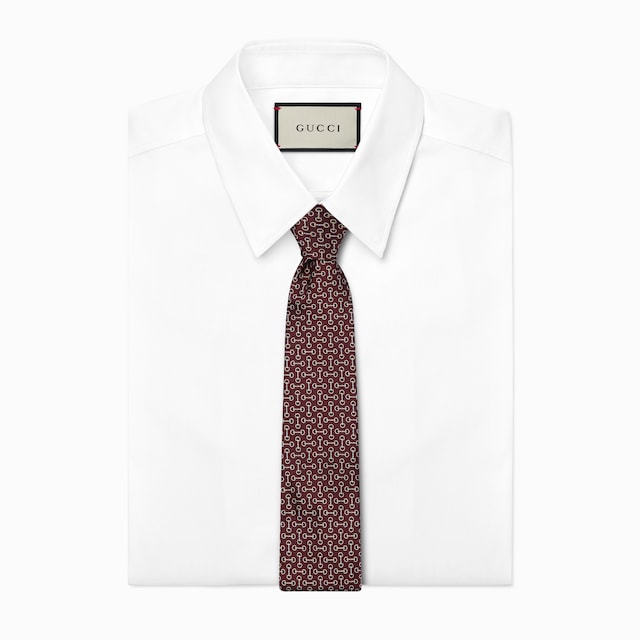 Horsebit silk jacquard tie