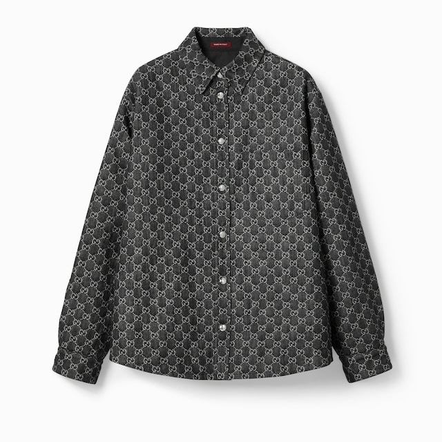 Reversible wool and GG denim shirt