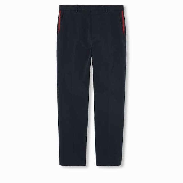 Pantalone in gabardina di cotone con dettaglio Web