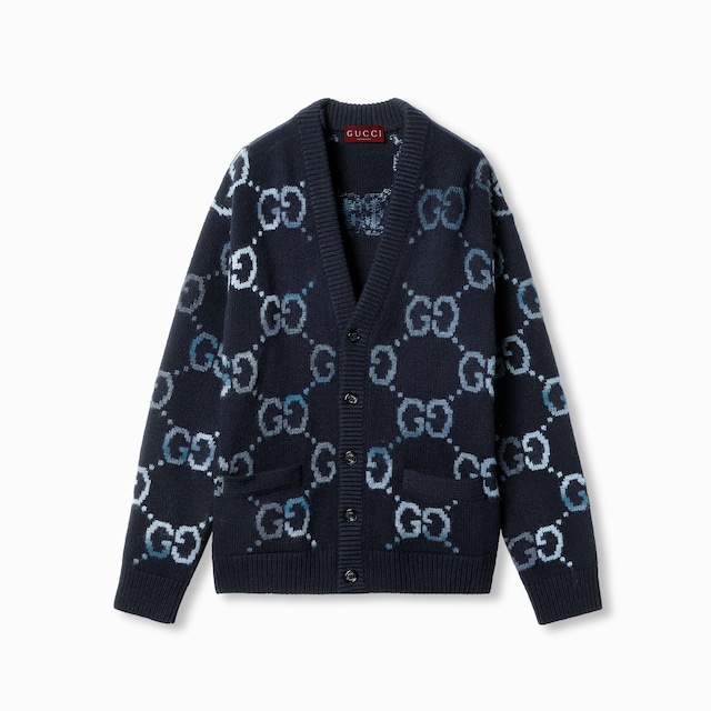Wool cardigan with GG intarsia