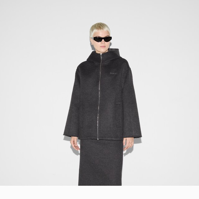 Embroidered wool and silk hooded jacket - image 5