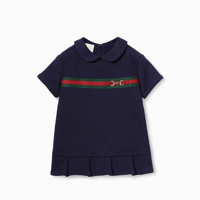 Baby cotton dress with Web in white | GUCCI® PL