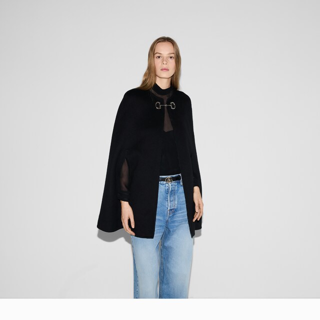 Wool and silk Horsebit cape - image 5