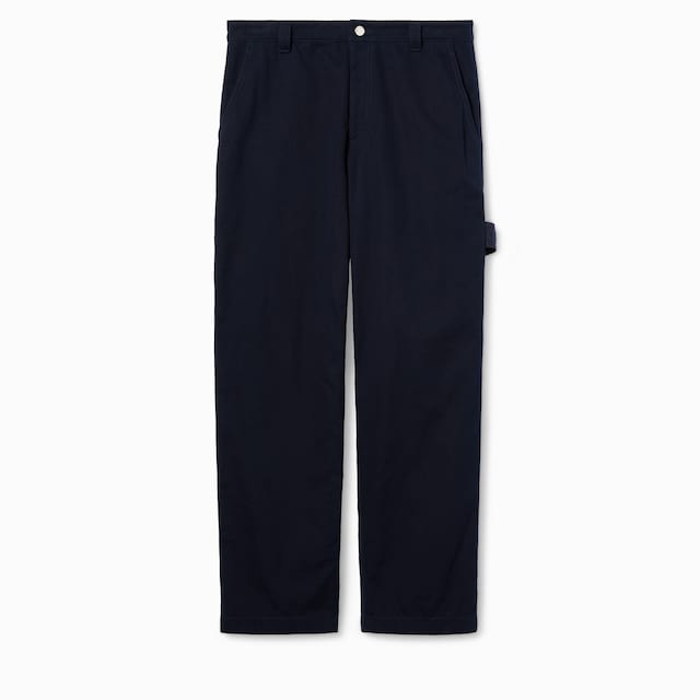 Pantalone in tessuto di cotone pesante con etichetta
