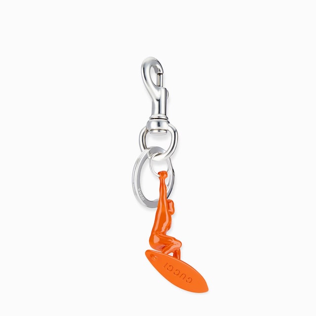 Engraved surfer keychain charm