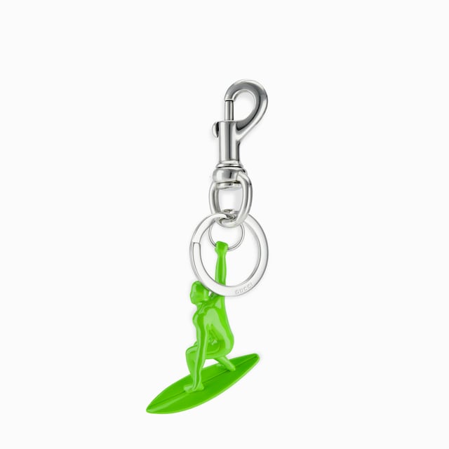 Engraved surfer keychain charm