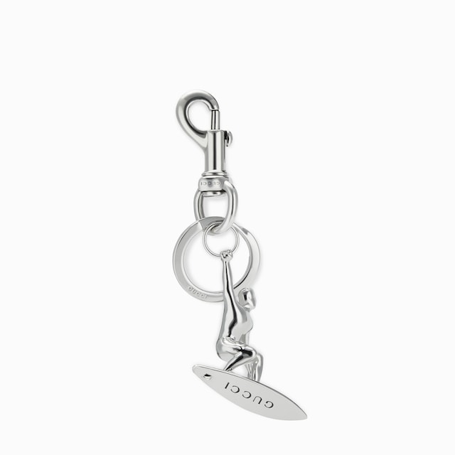 Engraved surfer keychain charm