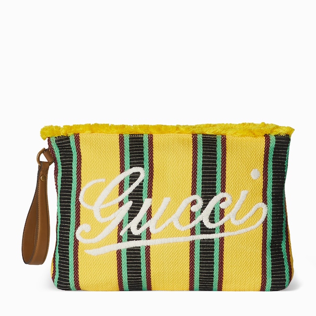 Pouch in tessuto ricamato misura grande