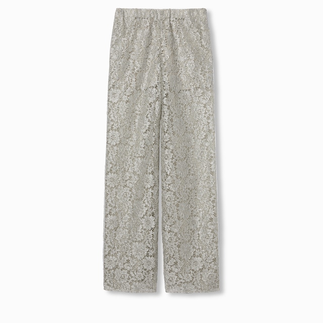 Floral lace lamé pants