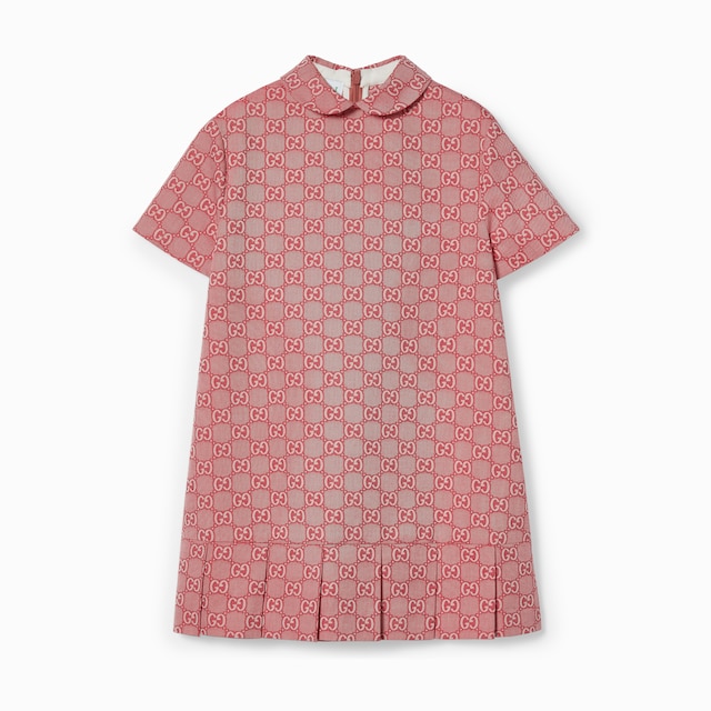 Children's GG canvas dress in beige and blue | GUCCI® US