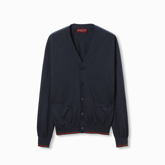 Wool knit cardigan with Web