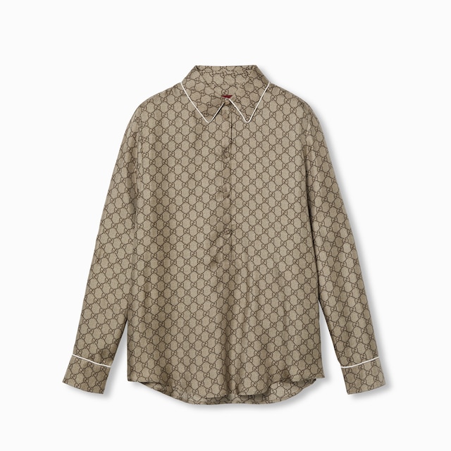 Printed silk twill shirt