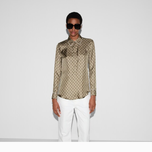 Printed silk twill shirt - image 5