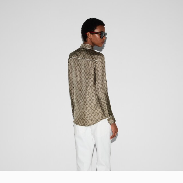 Printed silk twill shirt - image 4