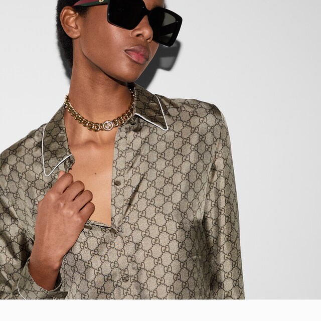 Printed silk twill shirt - image 3