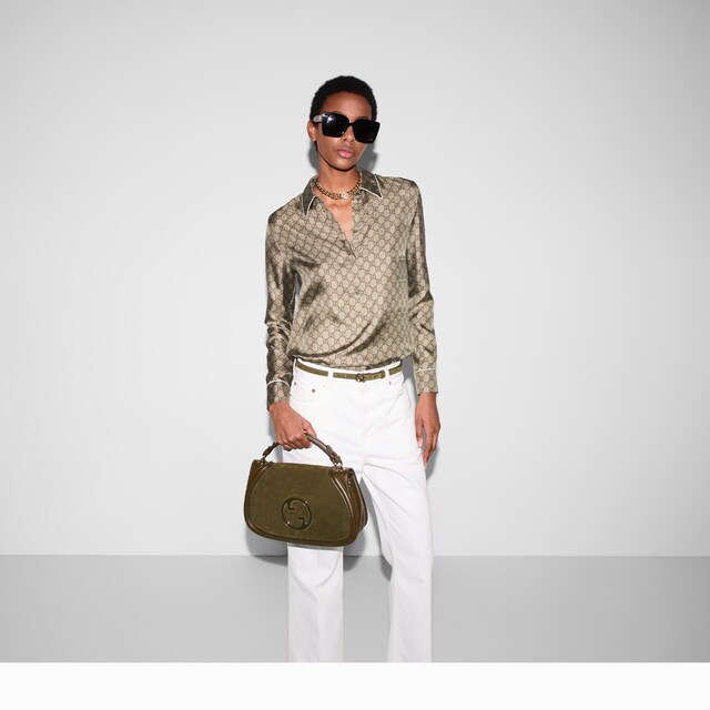 Printed silk twill shirt - image 2