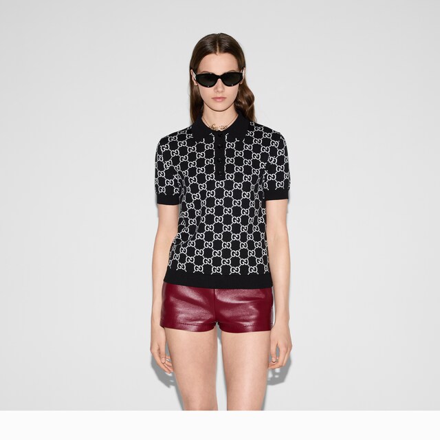 Reversible GG wool jacquard polo shirt - image 5
