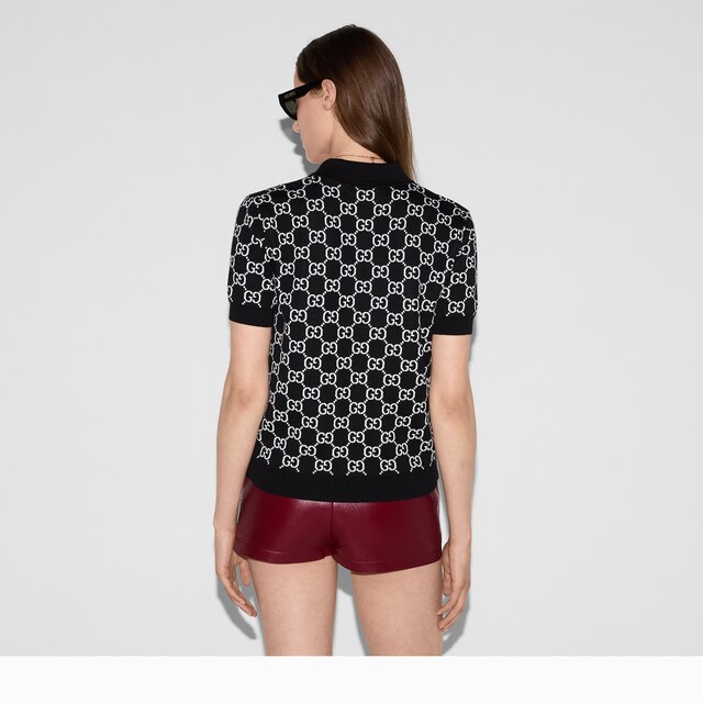 Reversible GG wool jacquard polo shirt - image 4