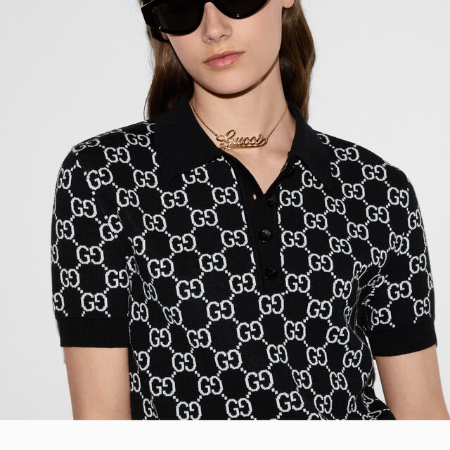 Reversible GG wool jacquard polo shirt - image 3