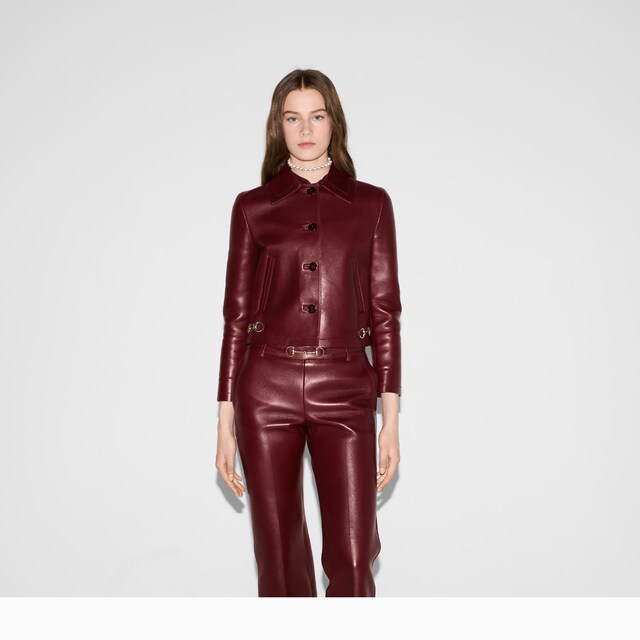 Leather jacket with Horsebit detail - image 5