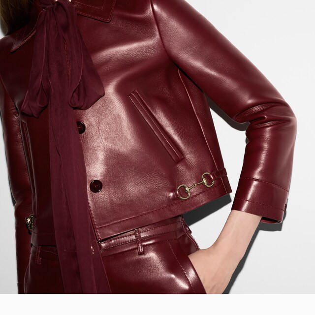Leather jacket with Horsebit detail - image 3