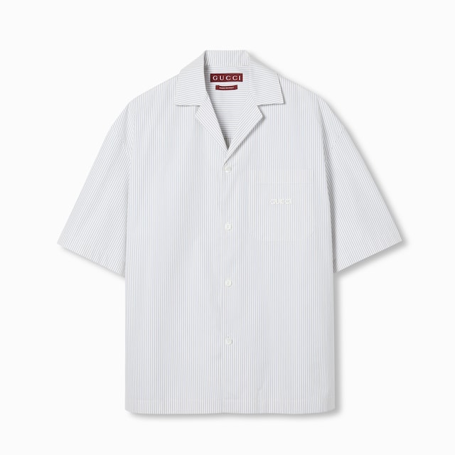Embroidered striped cotton shirt