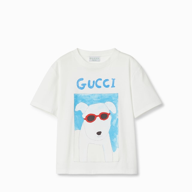 Children's printed cotton T-shirt in dark grey | GUCCI® US