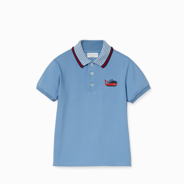 Children's cotton polo shirt with embroidery