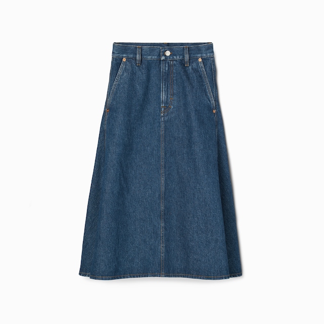 Mid-length denim skirt