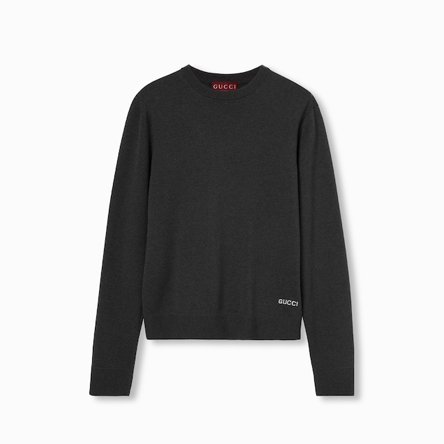 Silk cotton sweater with intarsia