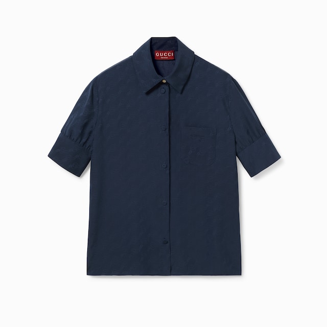 GG and chain silk jacquard shirt
