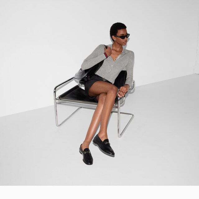 Cashmere and silk polo top with Web - image 2