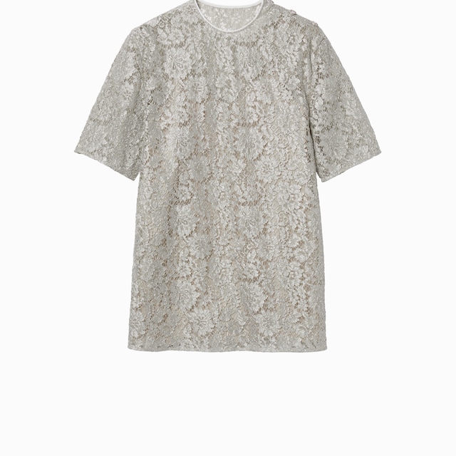 Floral lace lamé top