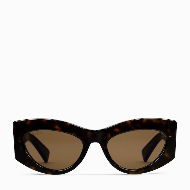 Geometric frame sunglasses in tortoiseshell | GUCCI® US