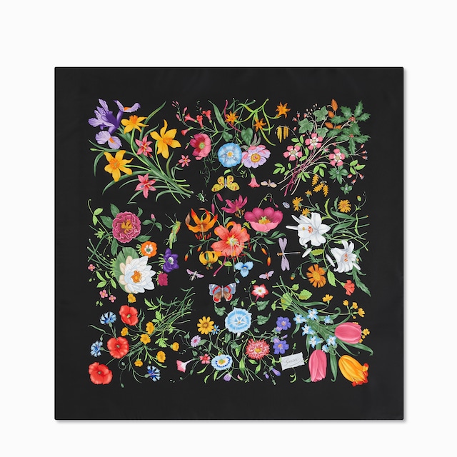 منديل جيب مربع من تويل حرير بطبعة Flora