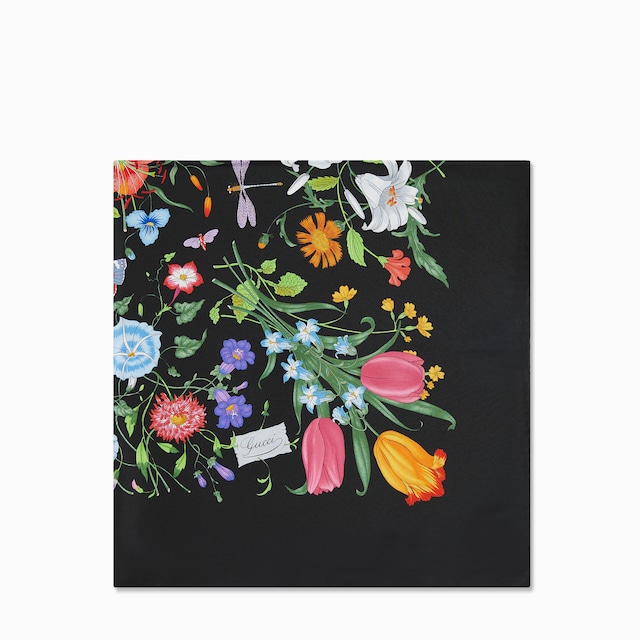 منديل جيب مربع من تويل حرير بطبعة Flora