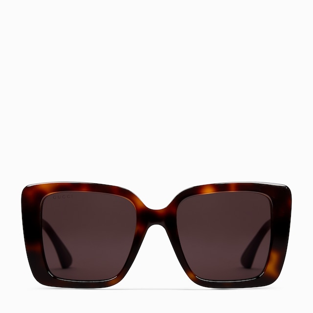 Square-frame Double G sunglasses in black acetate | GUCCI® US